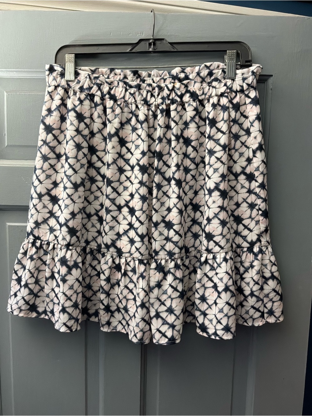 Banana Republic Navy and White Tie-Dye Ruffle Skirt